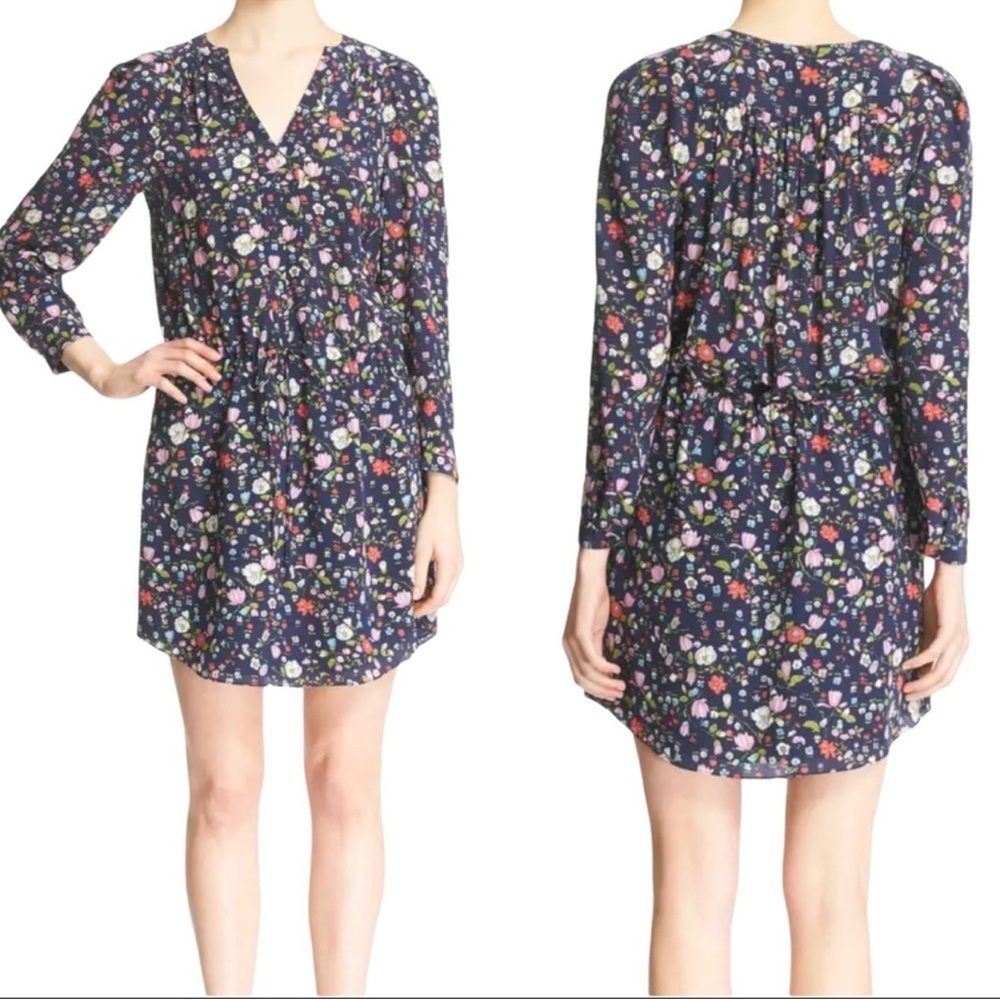 Rebecca Taylor Tapestry Garden Floral Silk Dress Navy Size 12